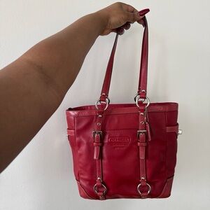 Coach Cherry Red Leather Tote
